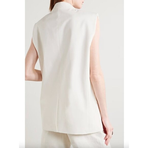 Theory Boxy Oversized Shoulder Pad Vest Ivory Womens Size Large - Picture 3 of 9